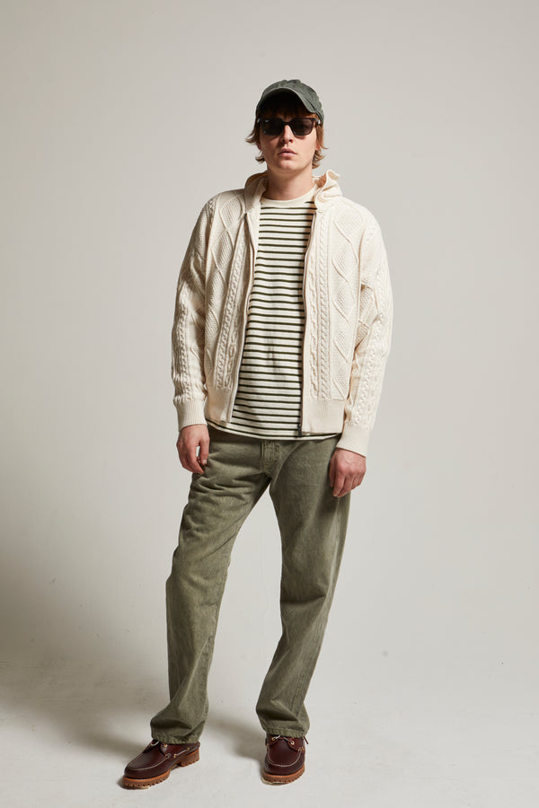 Liam Cotton-Cashmere Zip-Up Cable Sweater