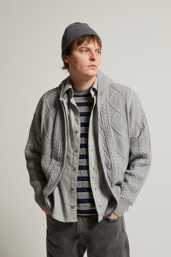 Liam Cotton-Cashmere Zip-Up Cable Sweater
