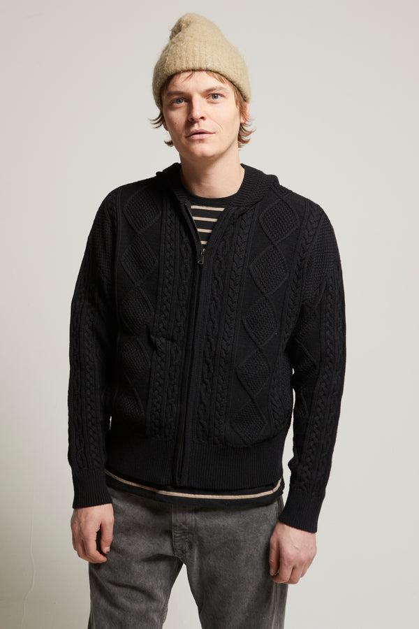 Liam Cotton-Cashmere Zip-Up Cable Sweater