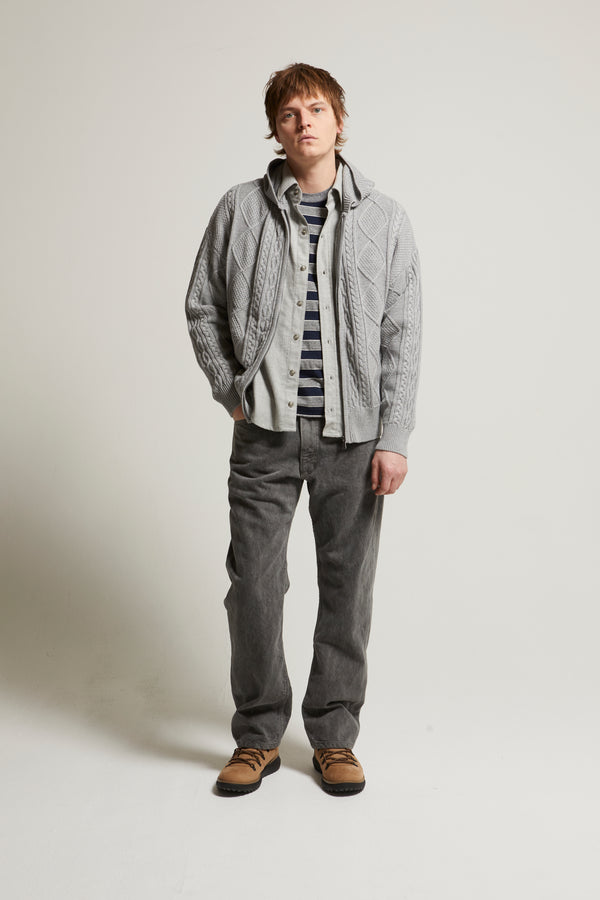 Liam Cotton-Cashmere Zip-Up Cable Sweater