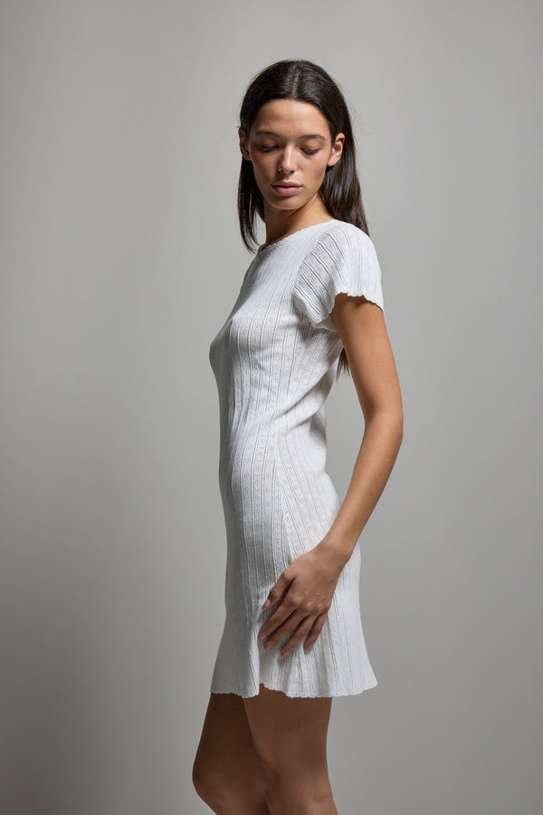 pointelle mini dress Tabatha Stretch Pointelle Mini Dress