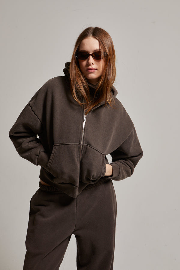 Rosie Cropped Zip-Up Hoodie
