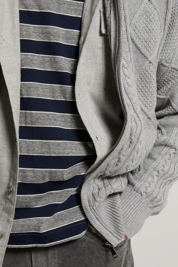 Liam Cotton-Cashmere Zip-Up Cable Sweater
