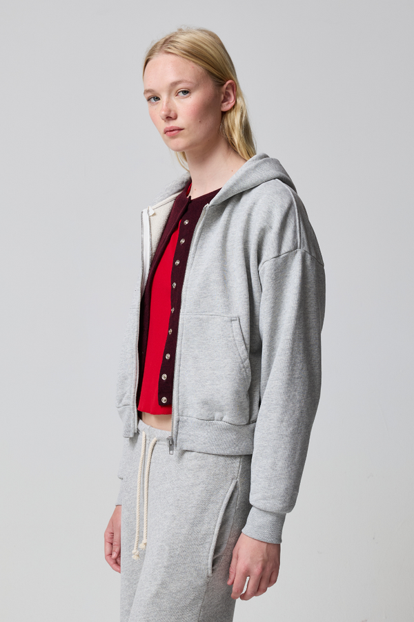 Sebi Heather Grey Zip-Up Hoodie