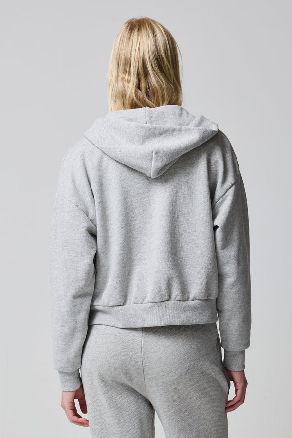 Sebi Heather Grey Zip-Up Hoodie
