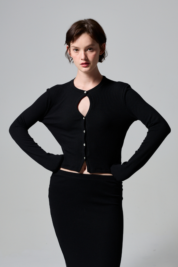Kyra Rib Sweater Keyhole Cardigan